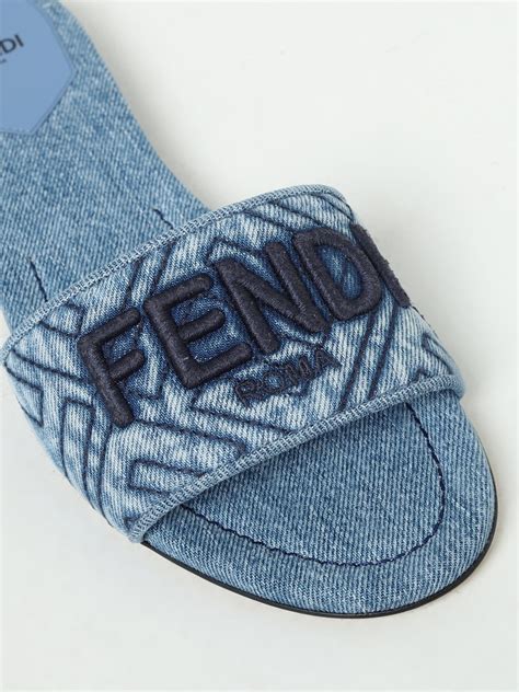 fendi flat fabric sandals|fendi denim sandals.